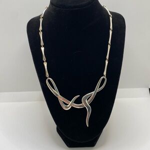 Bespoke Modernist Twisted Silver Necklace C.V. Osborne Hereford Co. Choker 16"